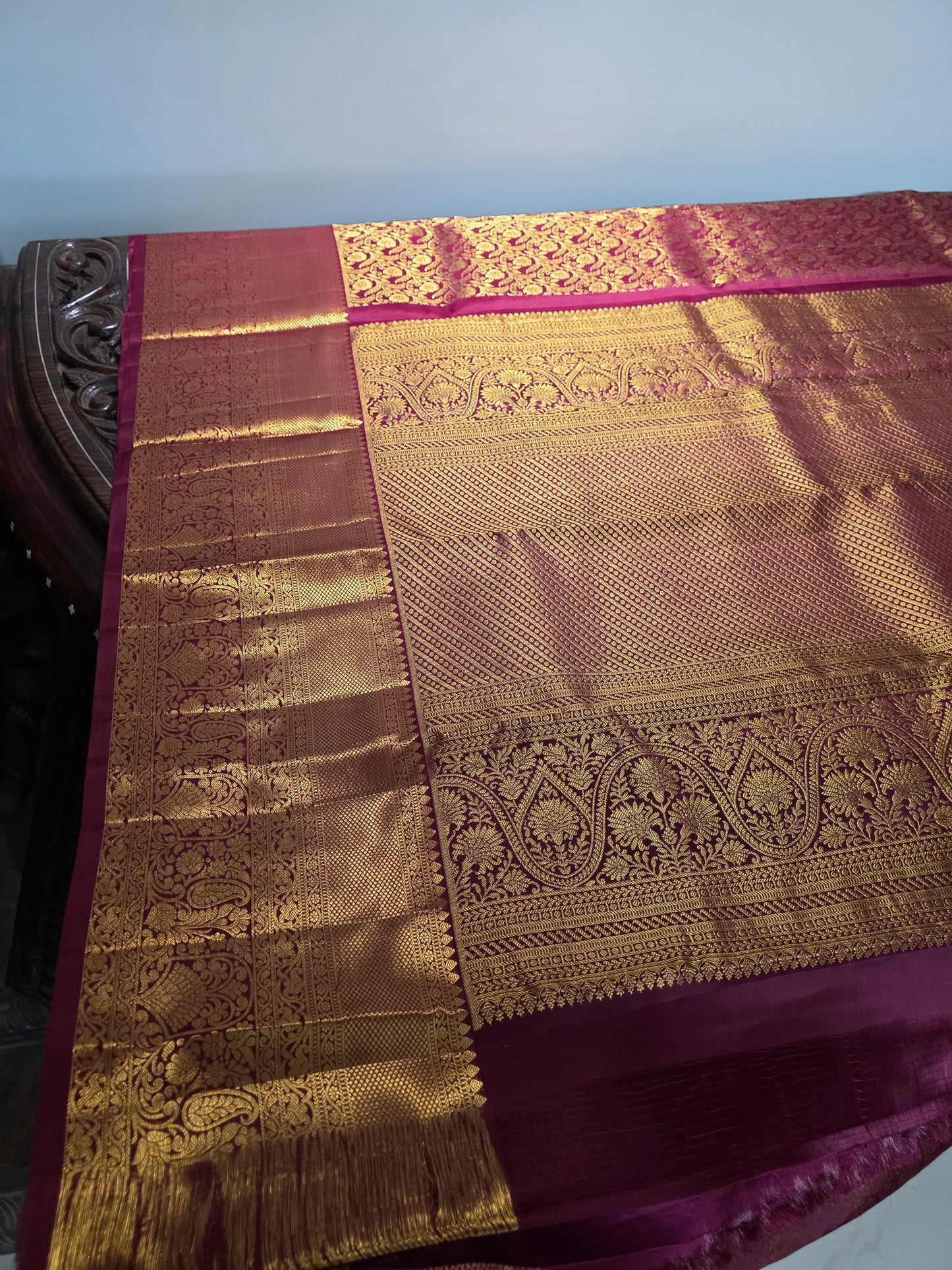 Pure 100% Mulberry silk saree with pure zari completely hand woven.