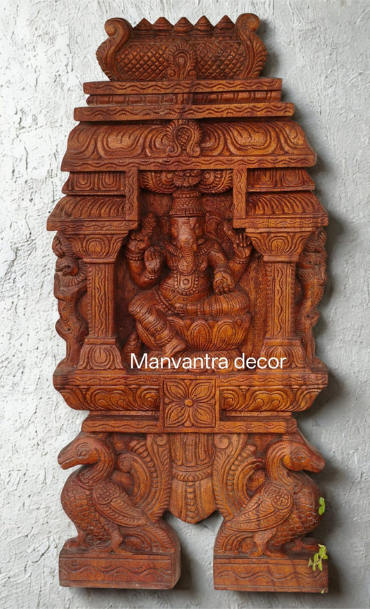 Wooden hand carved kavadi panel in teak wood