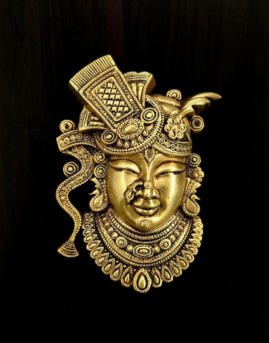 Shreenathji wall face in pure brass