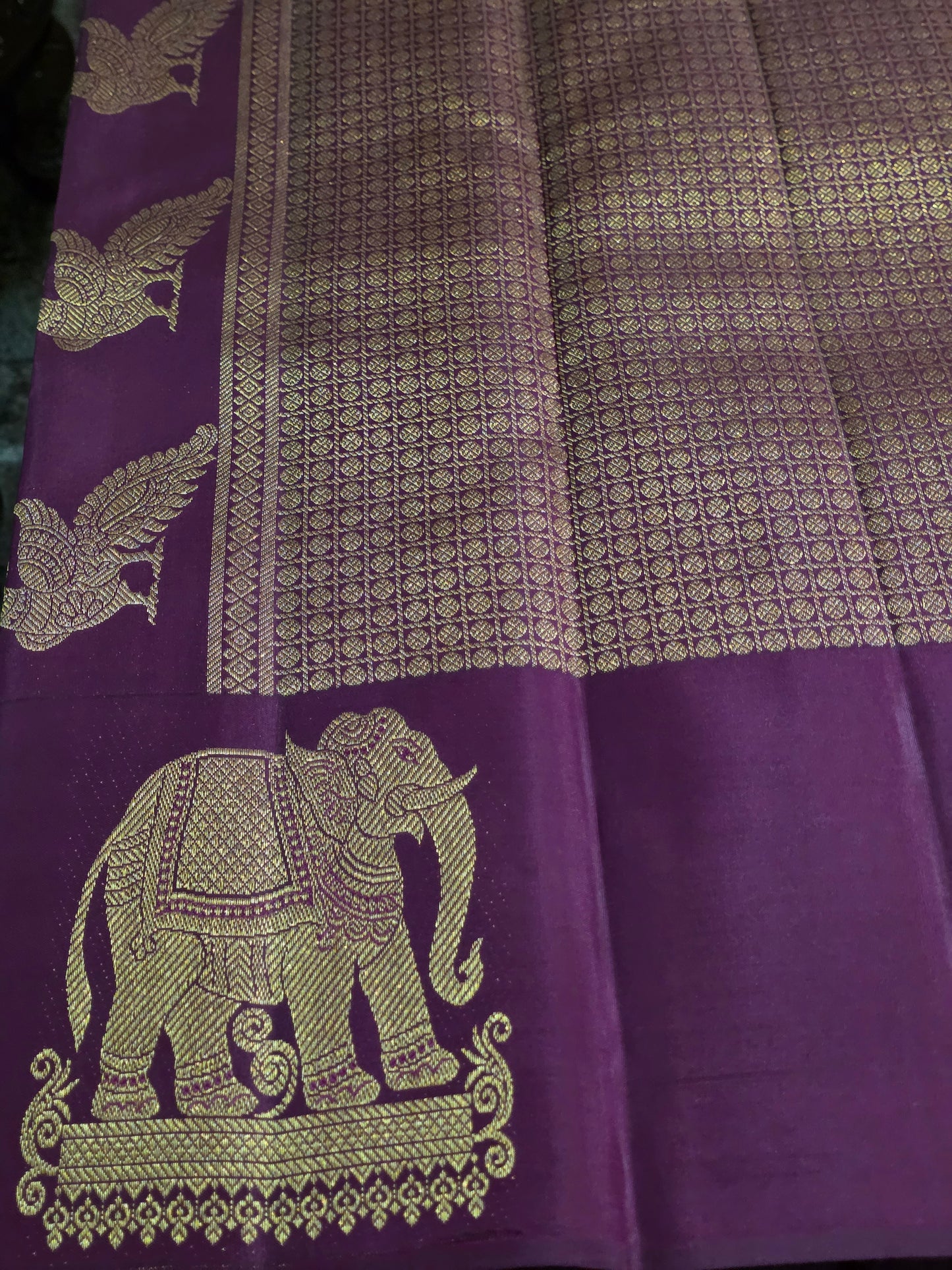 Pure Mulberry silk saree maroon colour with pure zari completely hand woven, rich border and pallu