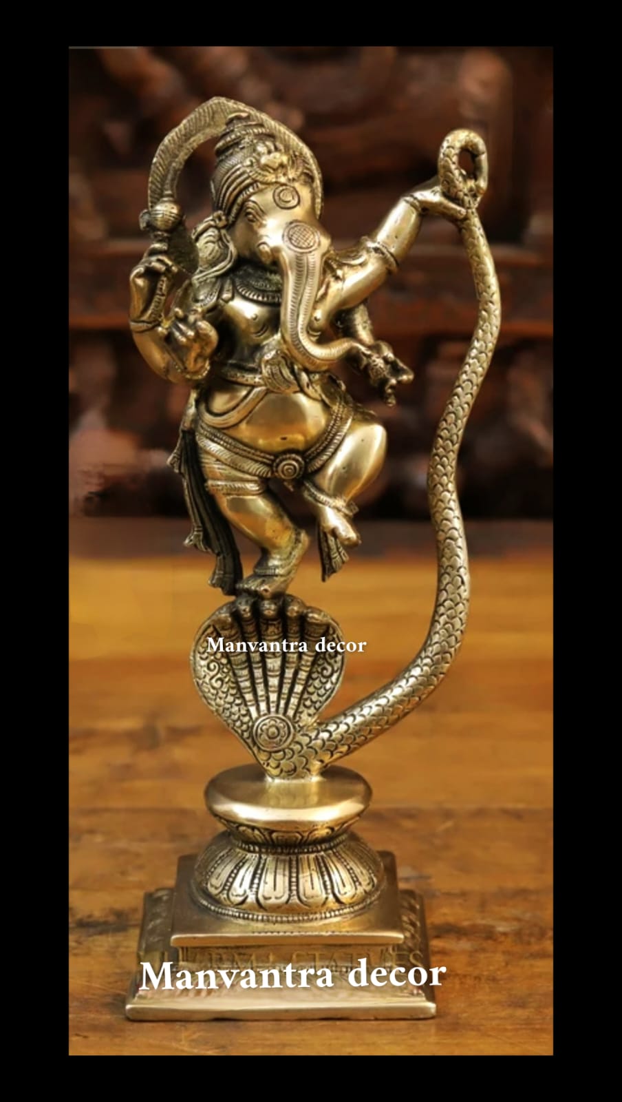 Ganesha idol dancing on snake in super fine quality brass