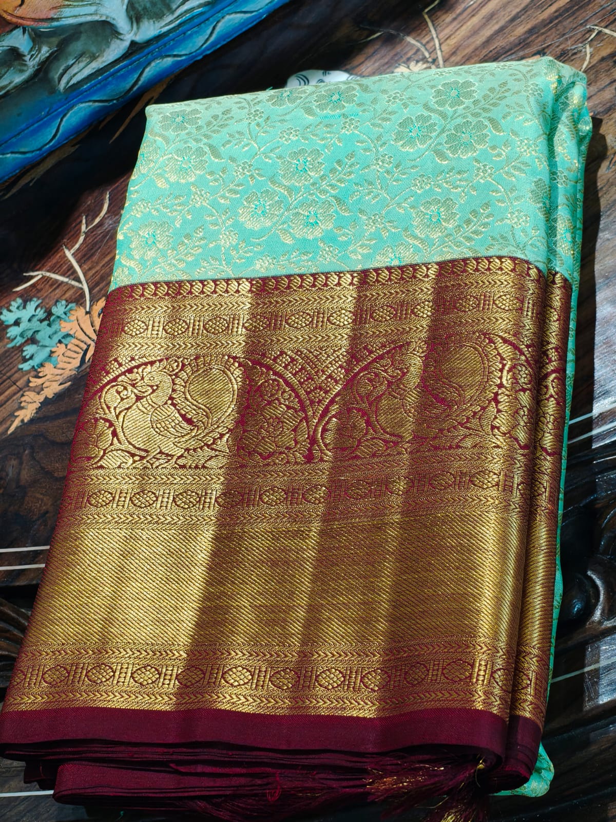 Pure Mulberry silk, pure zari saree completely hand weaved
