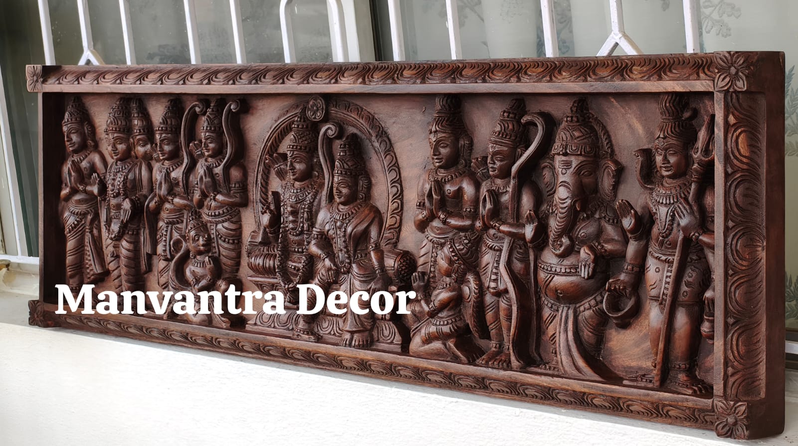 Ramdurbar wall mounted panel . Completely handcarved in solid teakwood ...