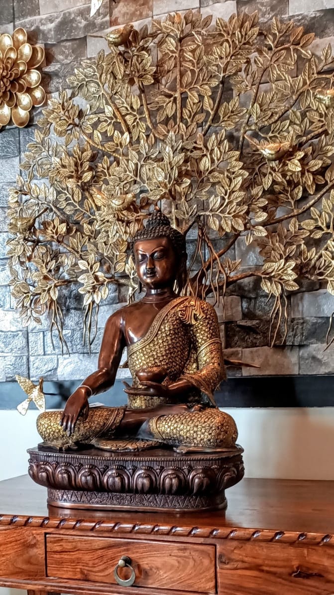 Brass bodhi tree: Wall hanging, A spiritual wall accent..