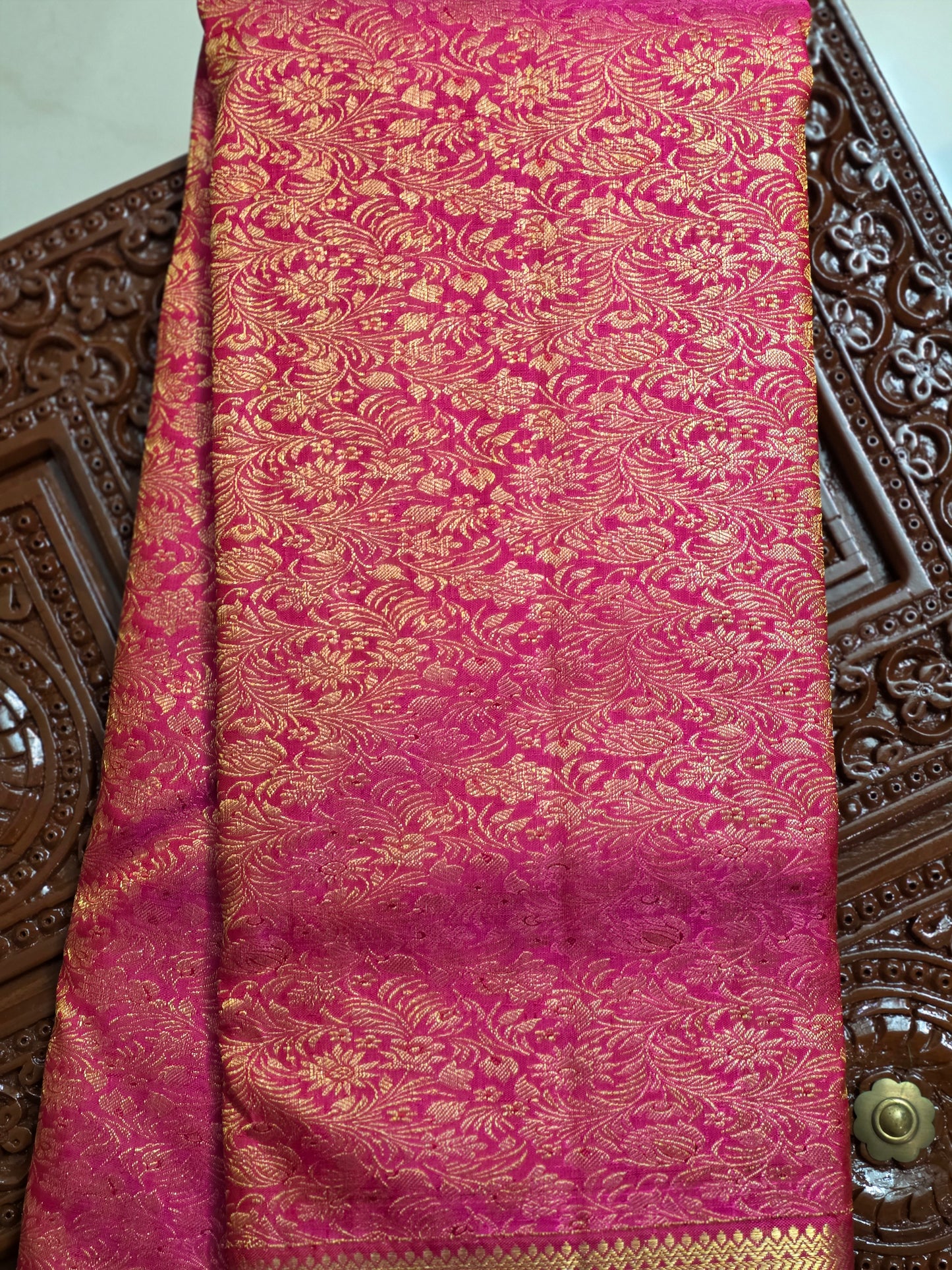 Special pink pure silk saree with 100% pure zari completely hand woven