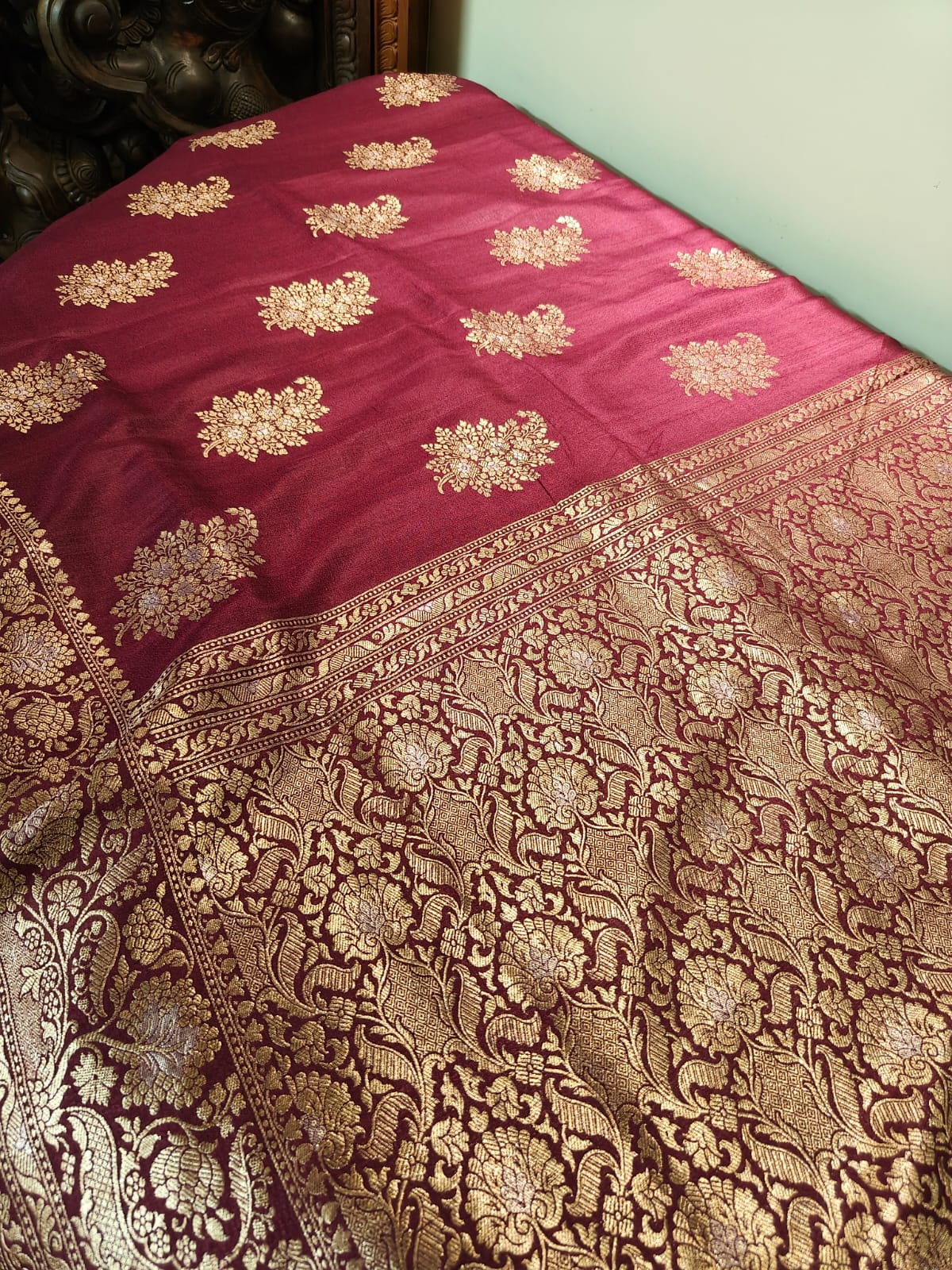 Pure Mulberry Tussar Silk with sona Roopa zari work completely hand weaved