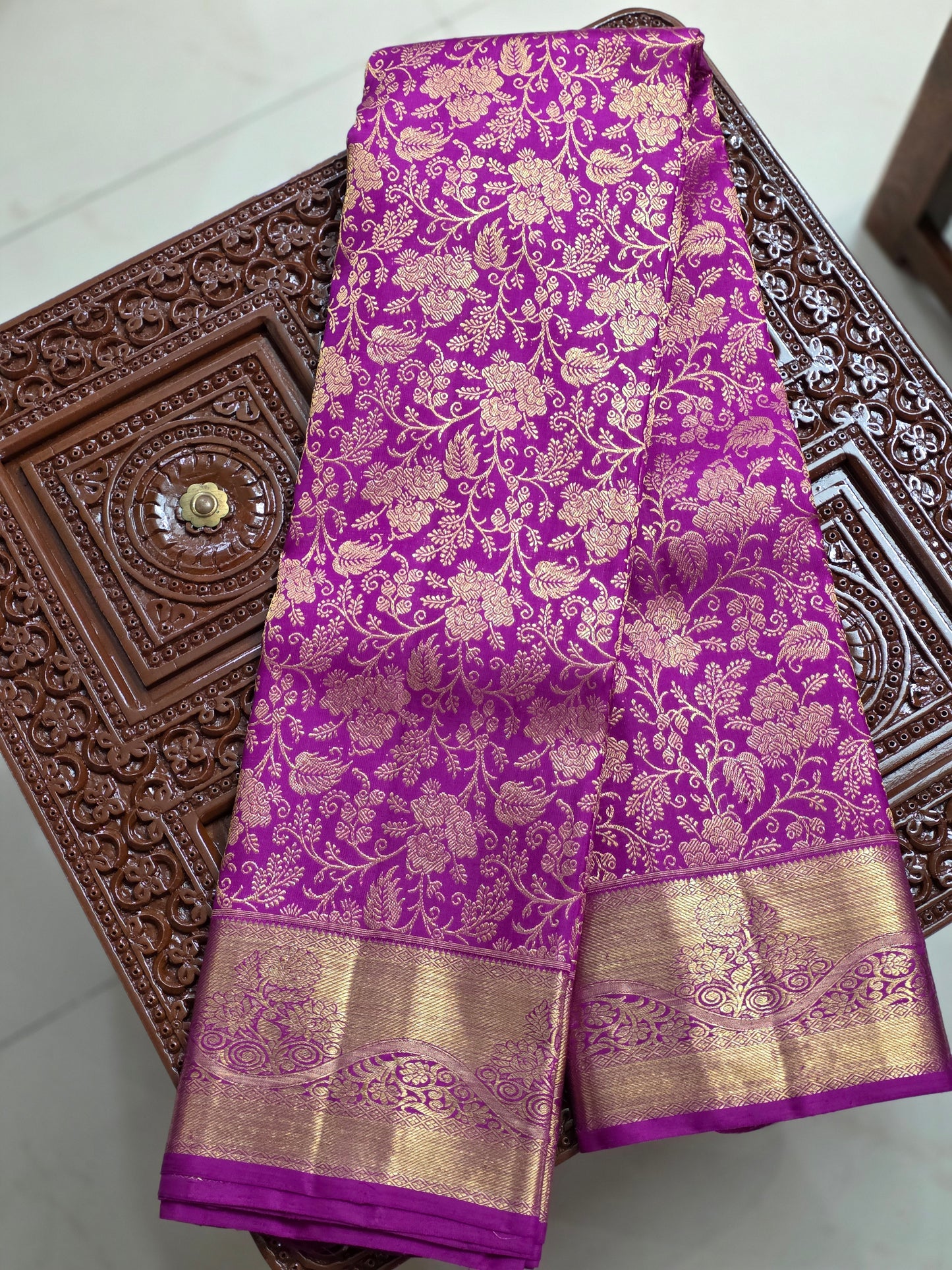 Purple pure silk saree with 100% pure zari completely hand woven