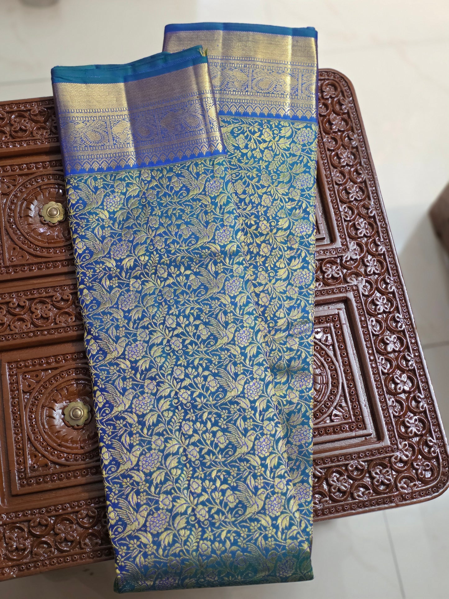 Special blue pure silk saree with 100% pure zari completely hand woven