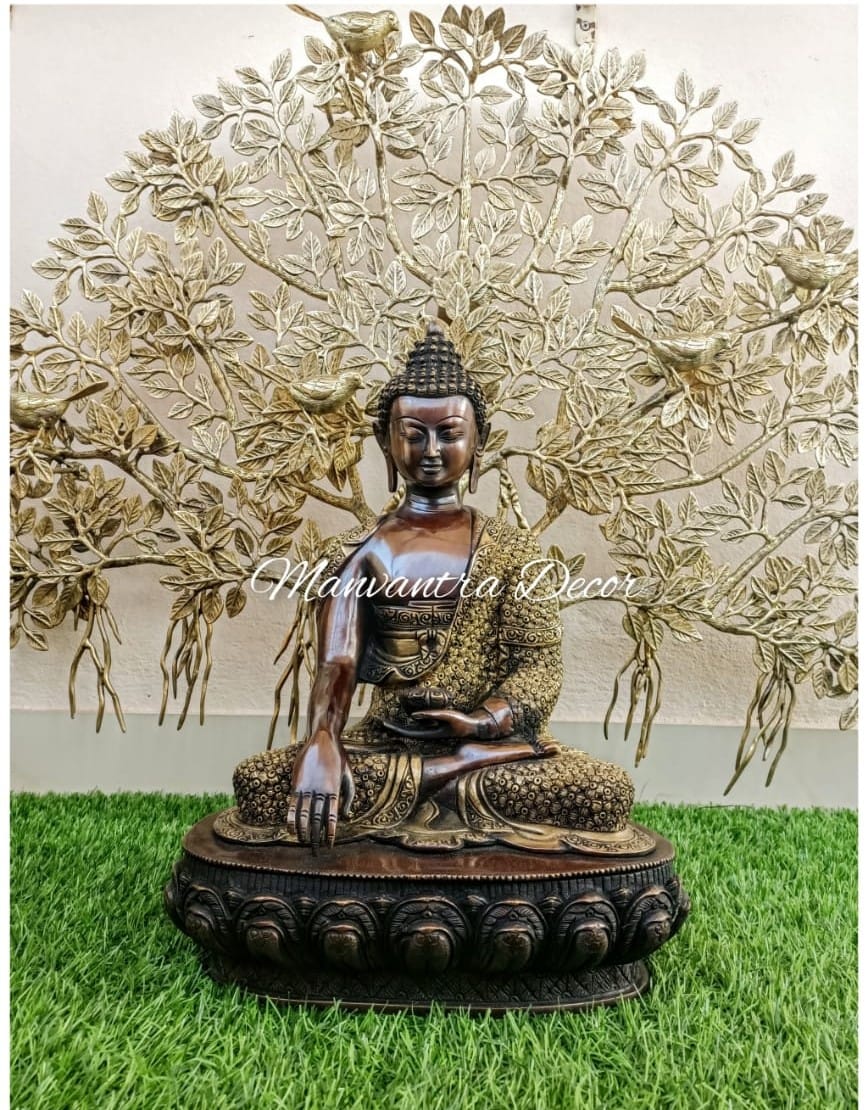Brass bodhi tree: Wall hanging, A spiritual wall accent..