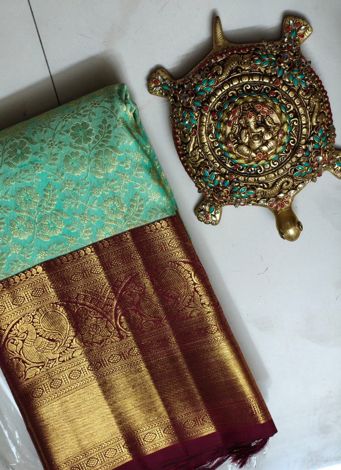 Pure Mulberry silk, pure zari saree completely hand weaved