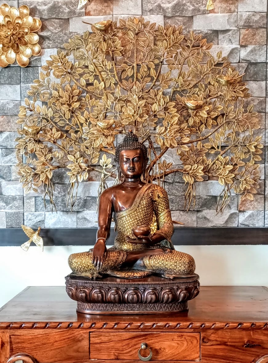 Brass bodhi tree: Wall hanging, A spiritual wall accent..