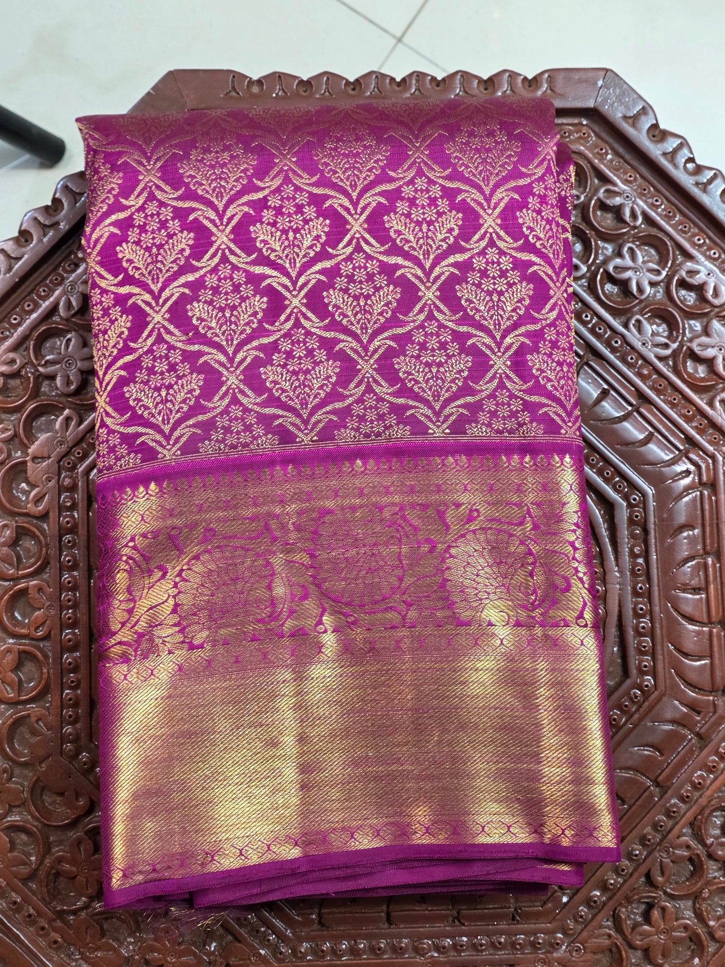 Pink pure silk saree with heavy zari work for special occasions