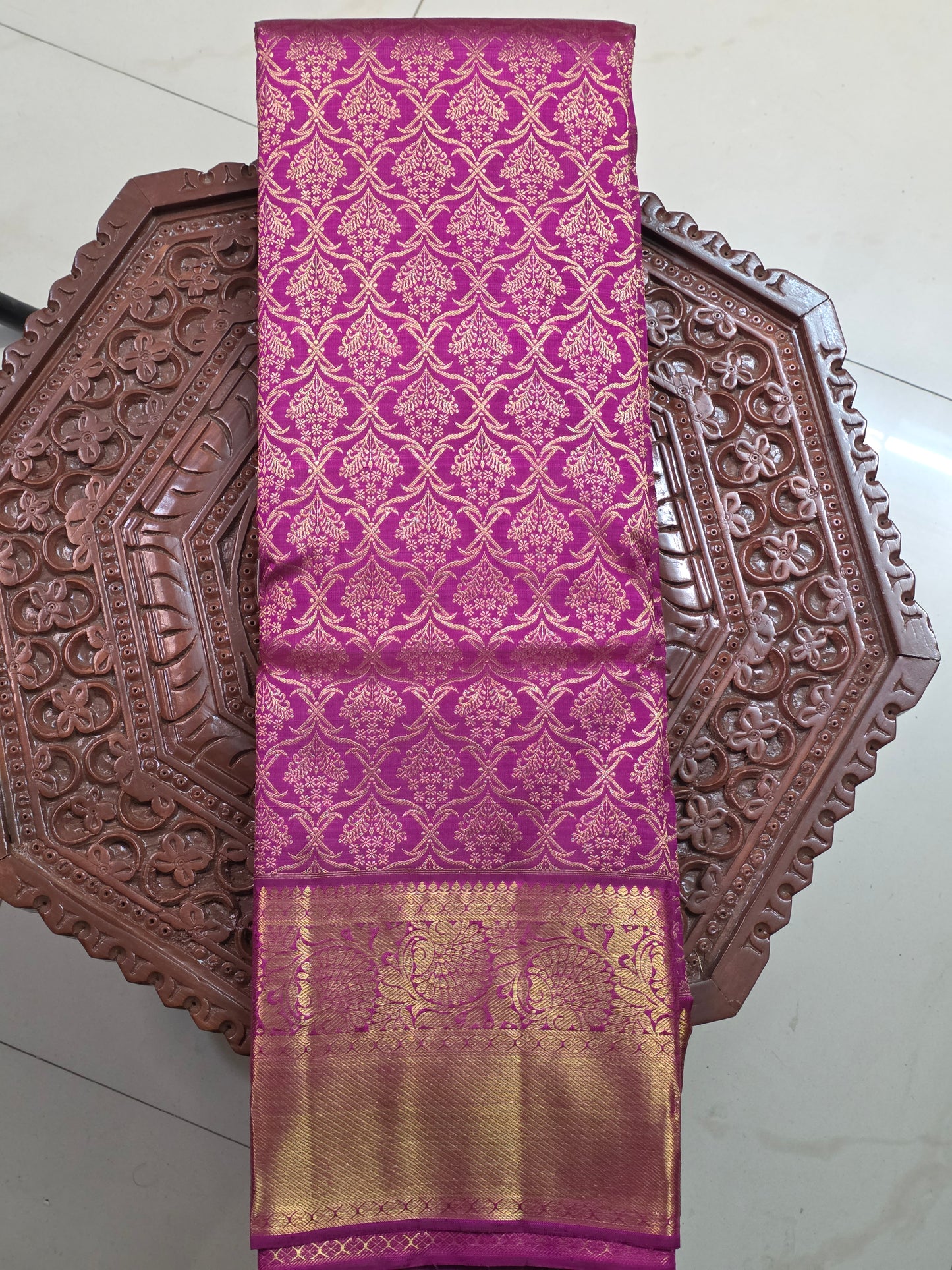 Pink pure silk saree with heavy zari work for special occasions