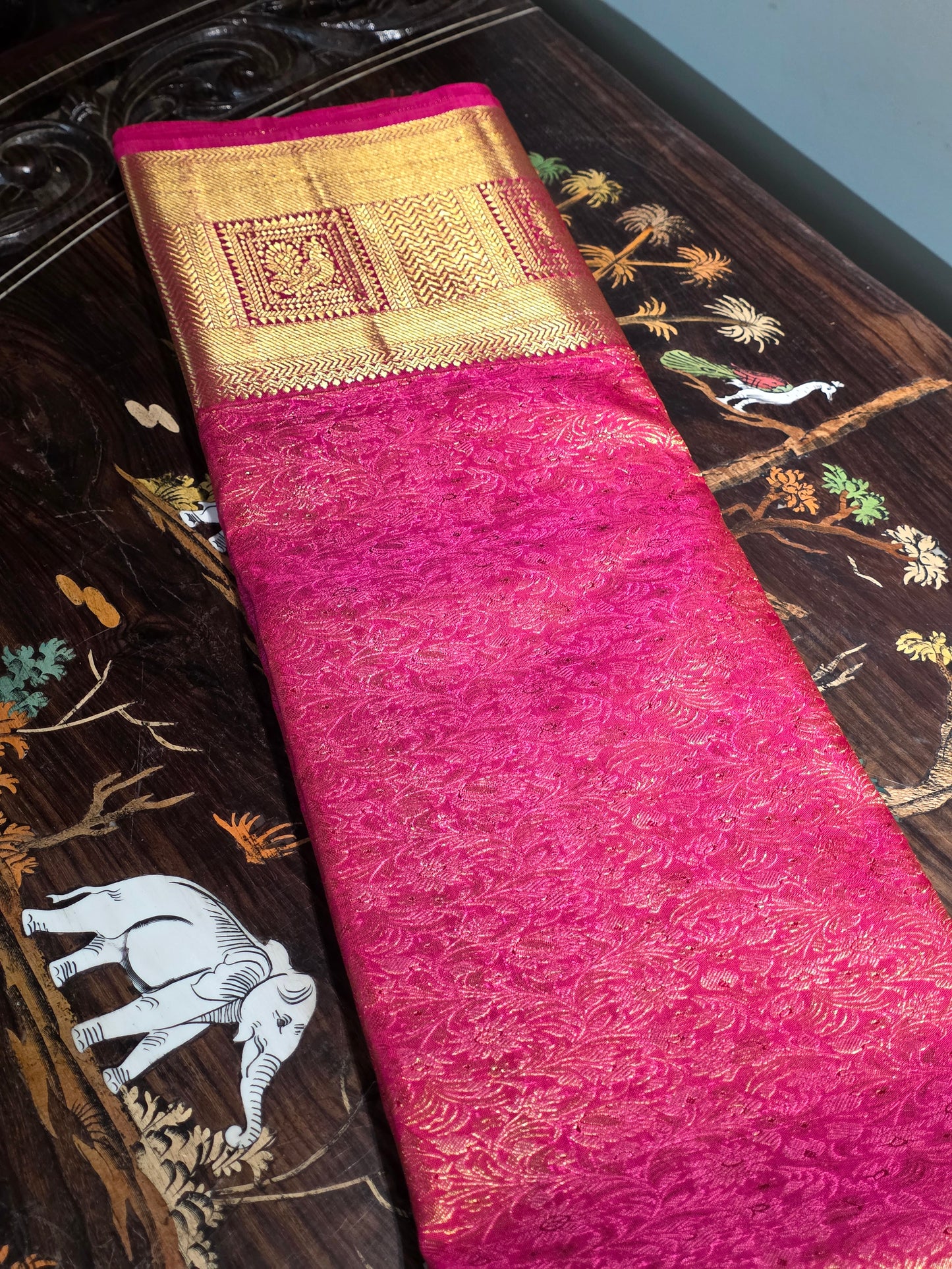 Special pink pure silk saree with 100% pure zari completely hand woven