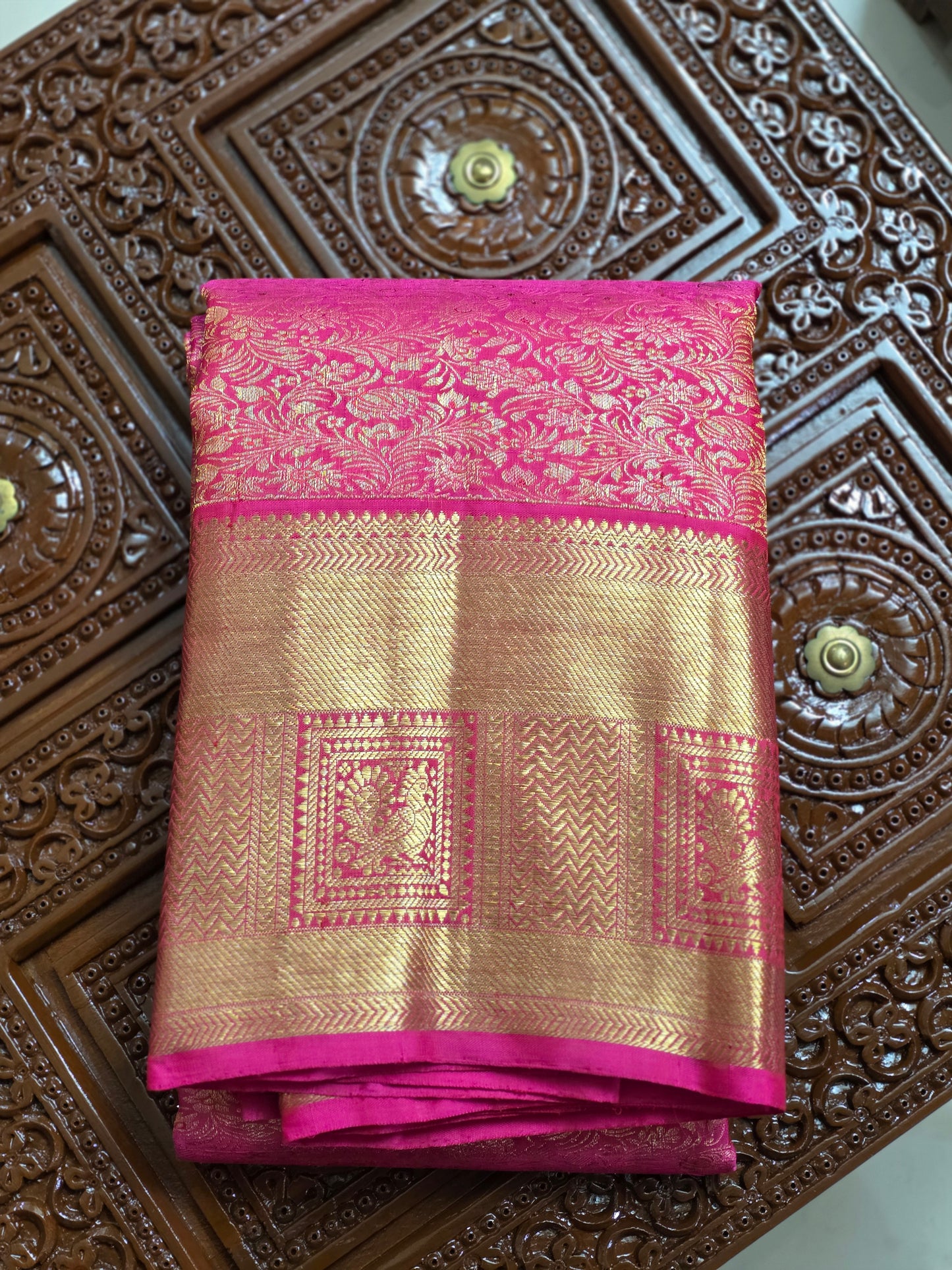 Special pink pure silk saree with 100% pure zari completely hand woven