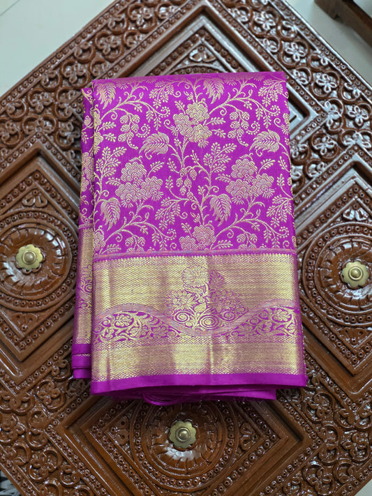 Purple pure silk saree with 100% pure zari completely hand woven