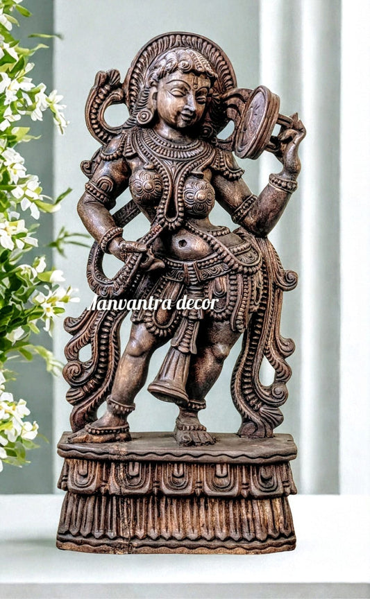 Apsara lady , completely hand carved in teak wood