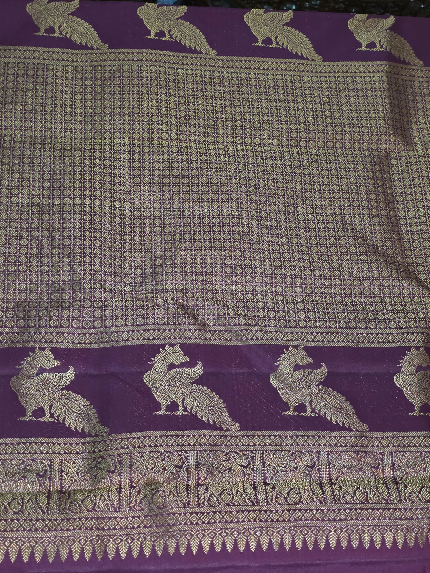 Pure Mulberry silk saree maroon colour with pure zari completely hand woven, rich border and pallu