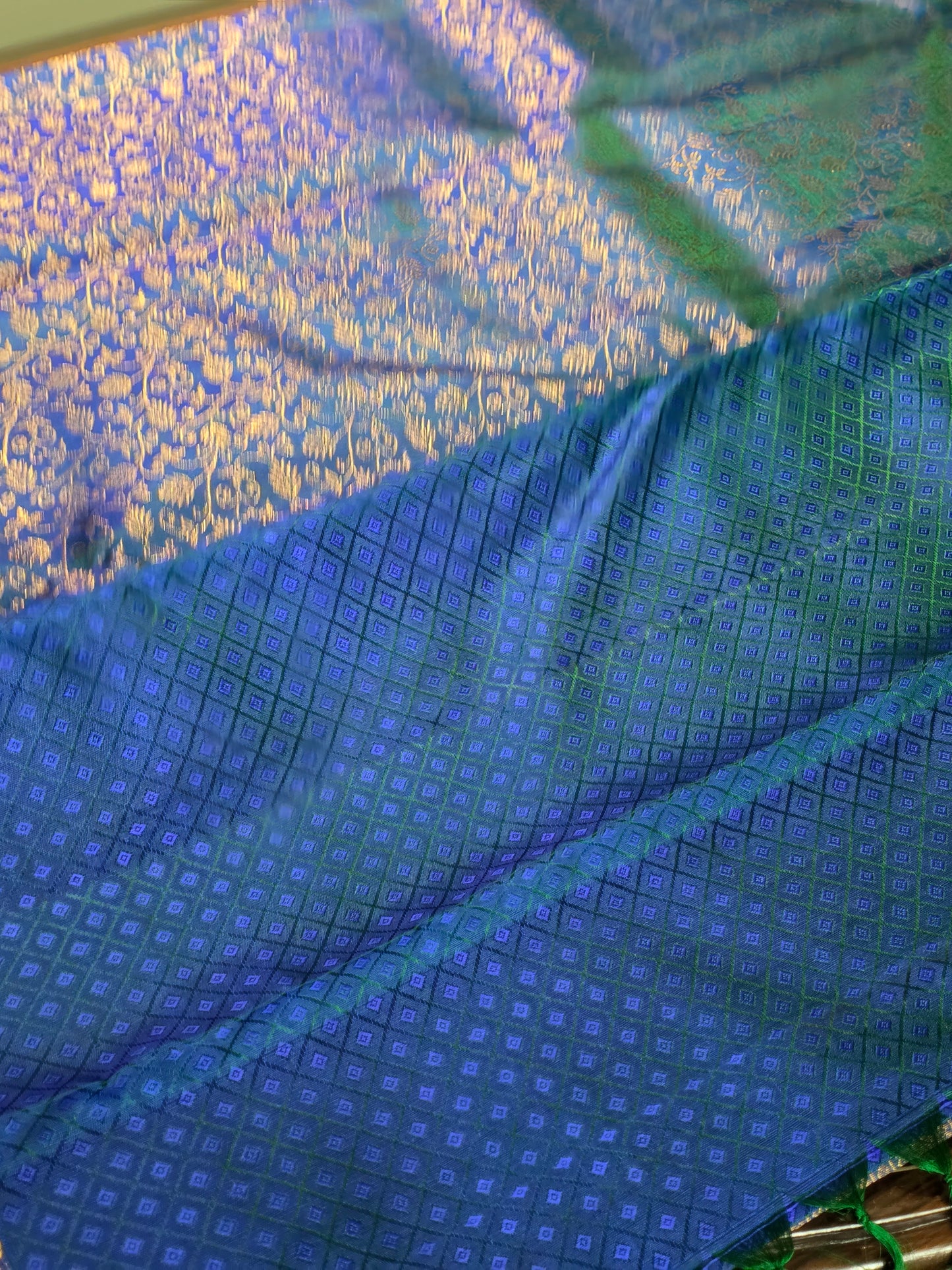 Blue pure silk saree for special occasions