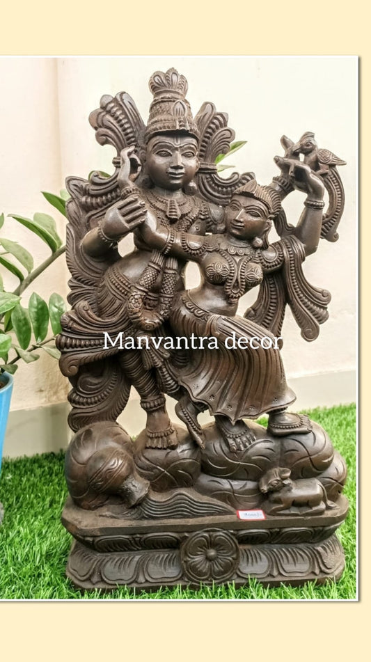 Radha Krishna idol hand carved in teak wood