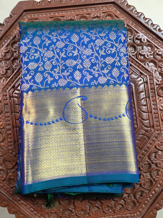 Blue pure silk saree for special occasions