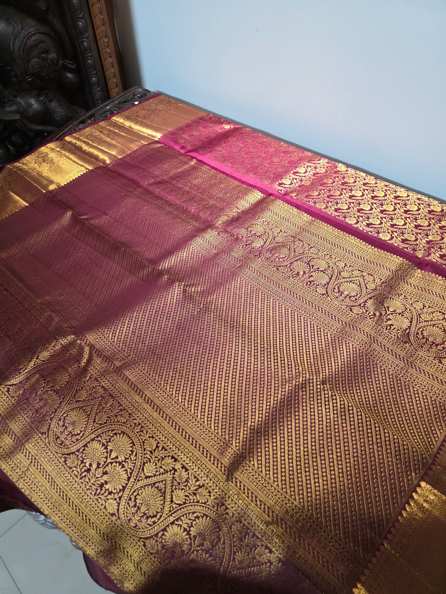 Pure 100% Mulberry silk saree with pure zari completely hand woven.