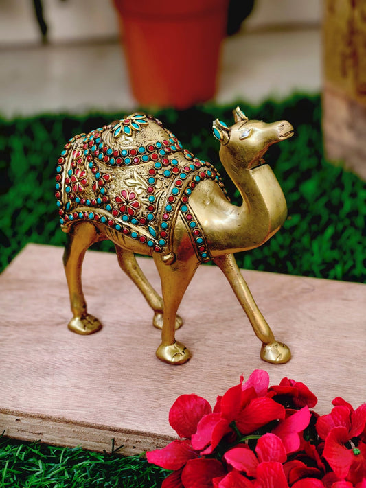 Camel in brass with beautiful kundan  stone work
