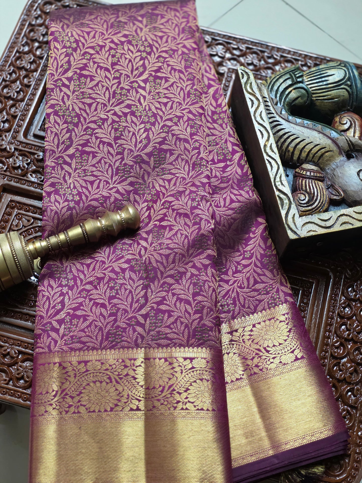 Double tone purple with heavy golden zari work