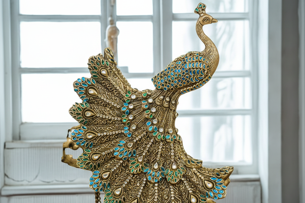 Peacock statue studded with  jewelstones