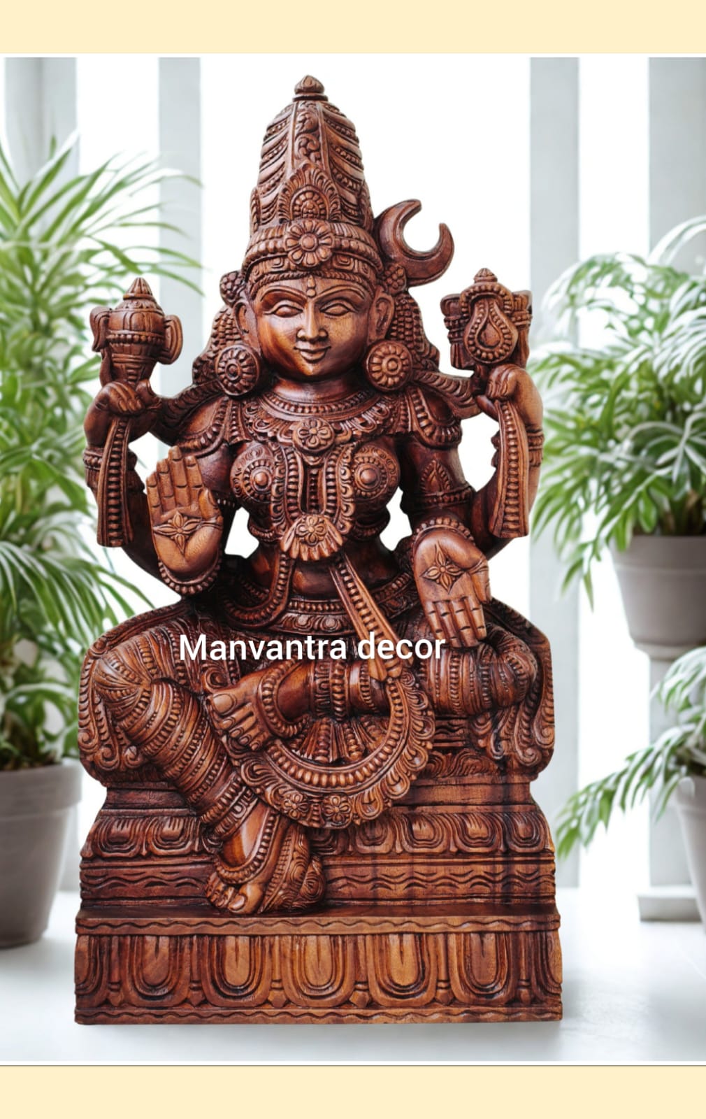 Parvathi idol completely hand carved in solid teakwood