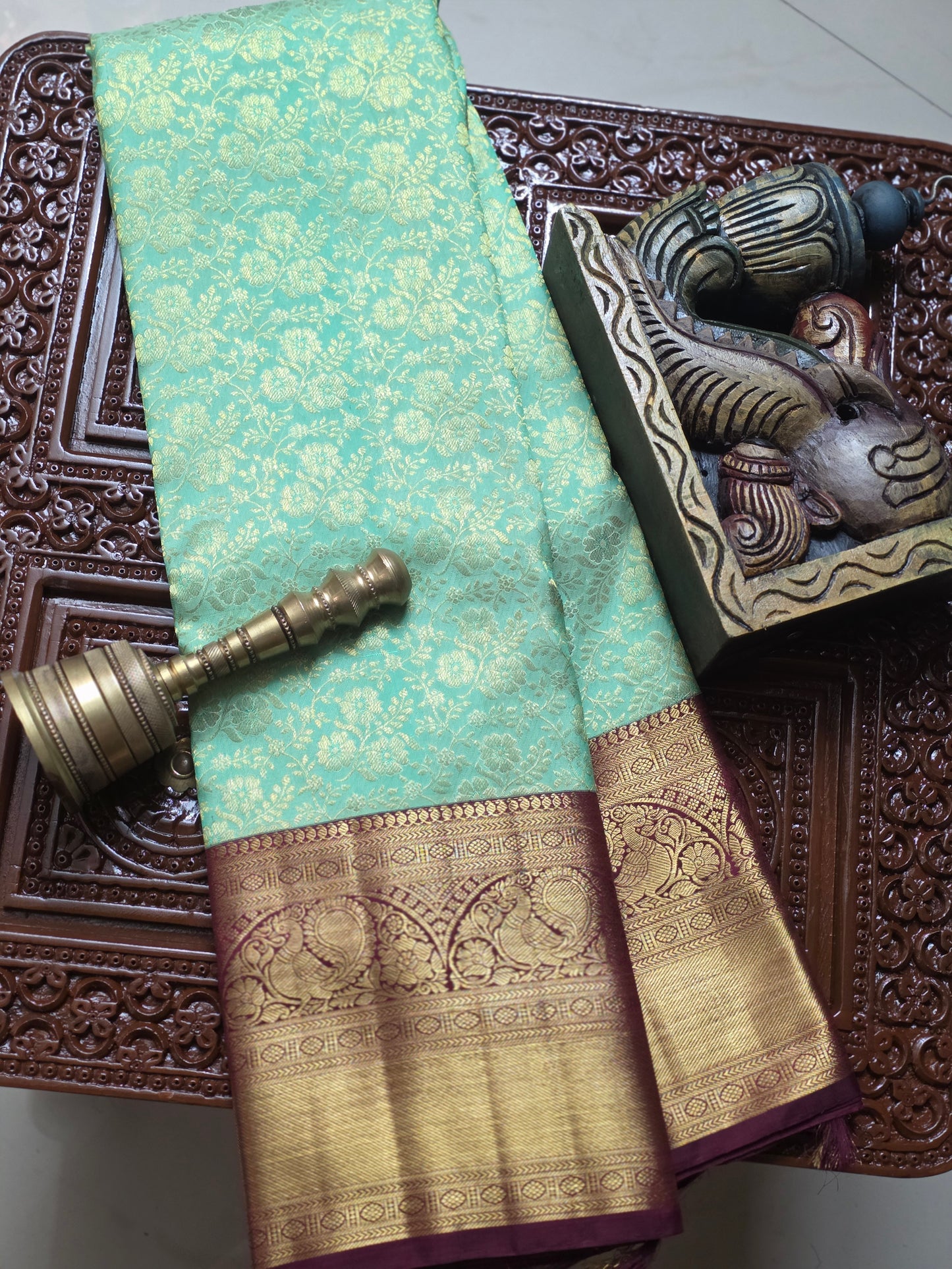 Pure Mulberry silk, pure zari saree completely hand weaved