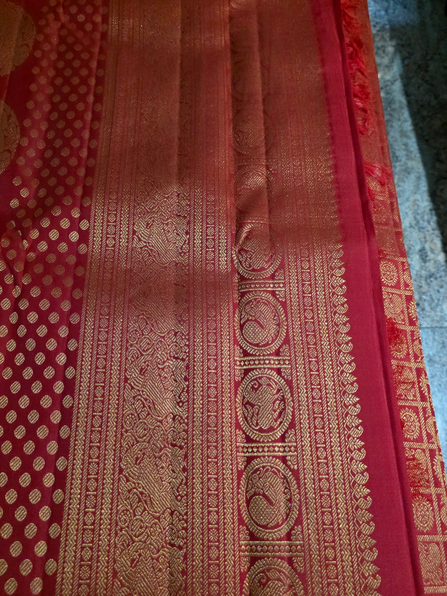 Pure Mulberry orange colour silk saree with pure zari completely hand woven