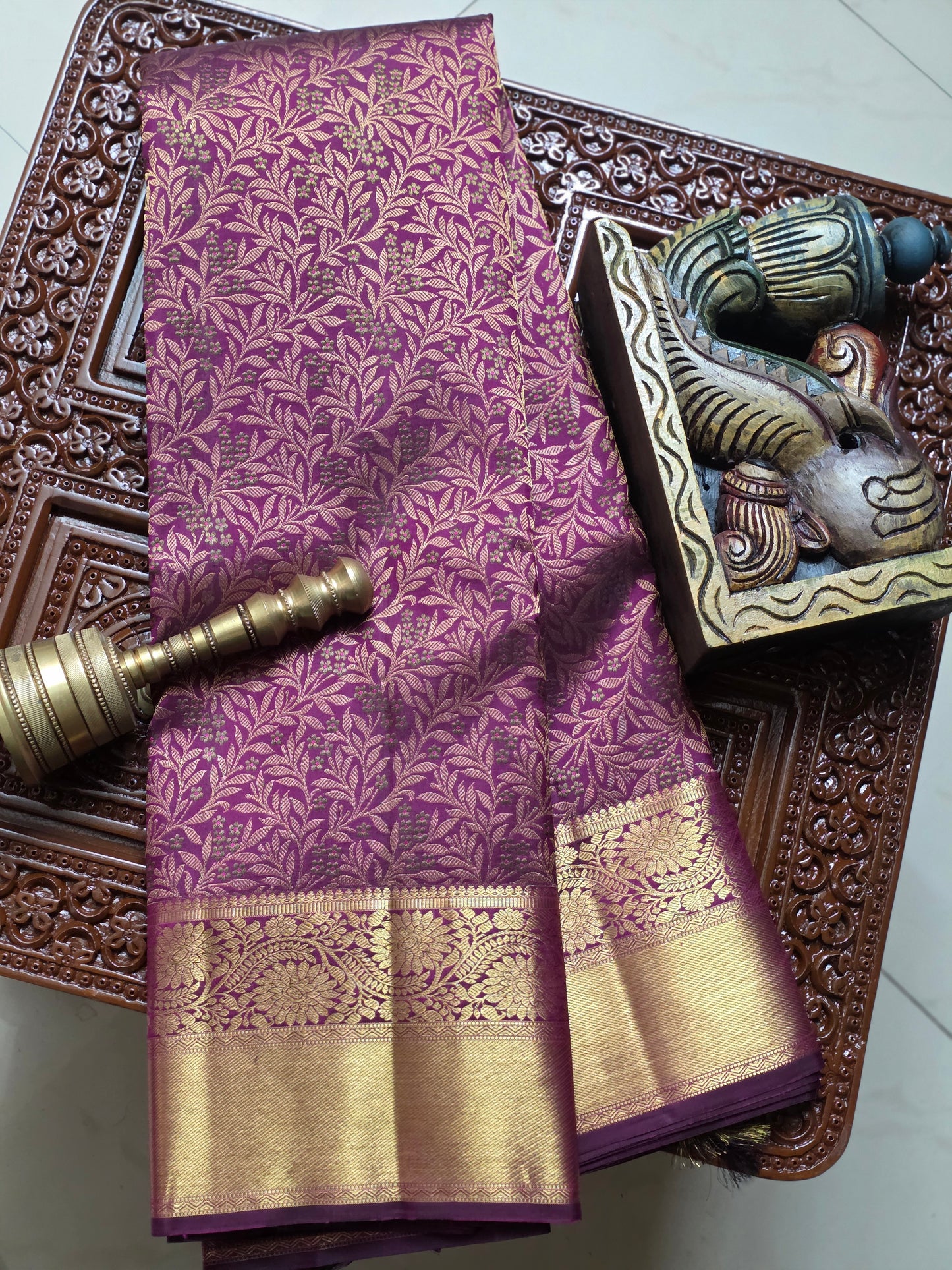 Double tone purple with heavy golden zari work