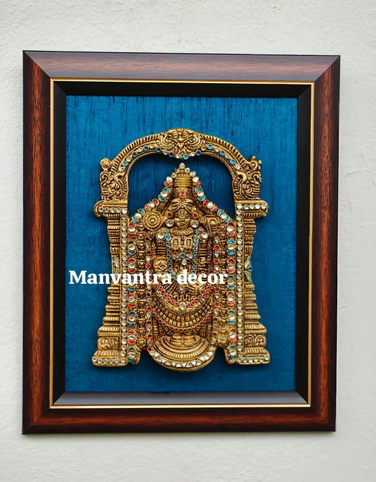 Wall frame with Brass Balaji wall hang with stonework.