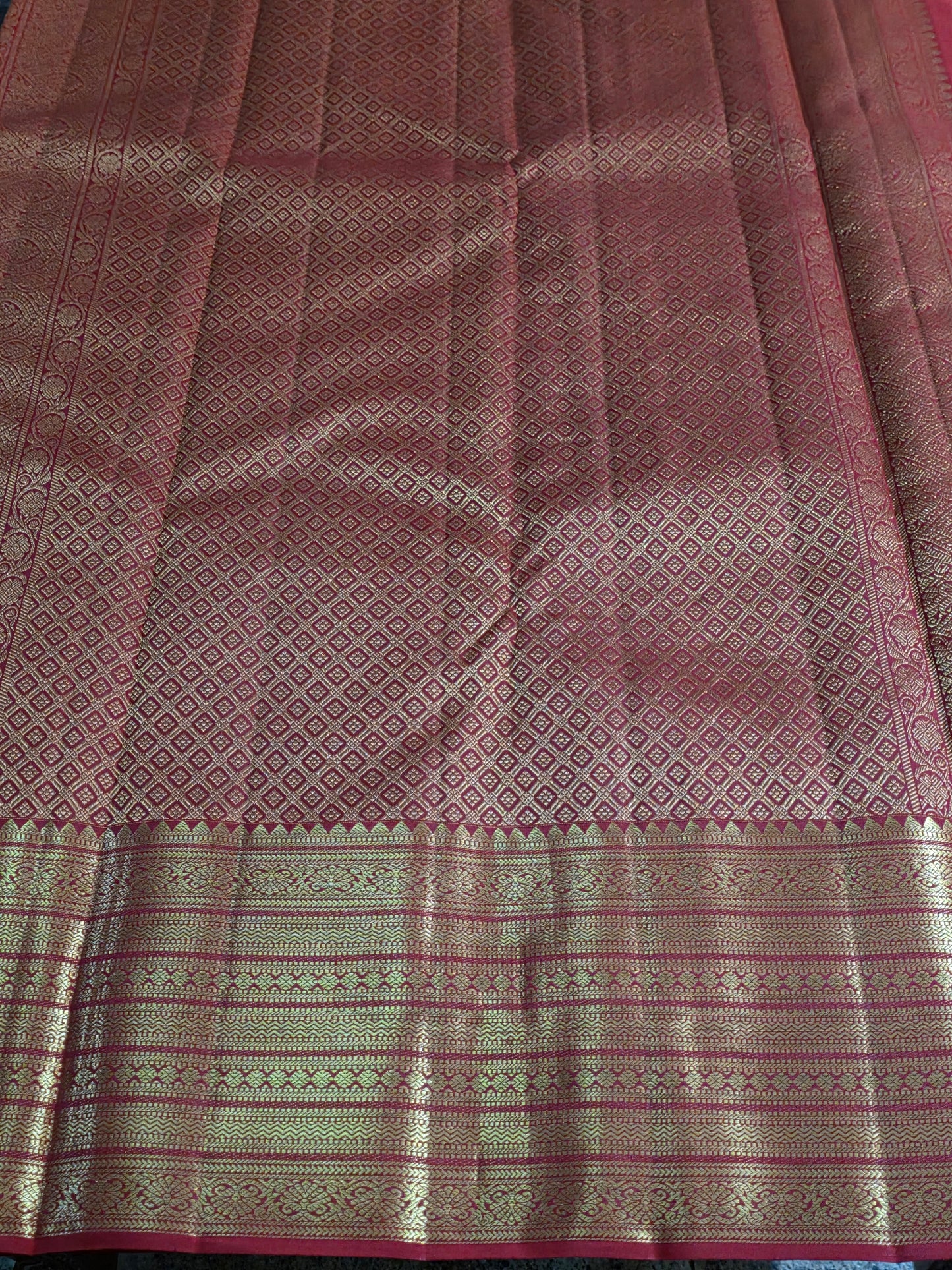 Pure Mulberry silk dual tone brown saree with pure zari completely hand woven.