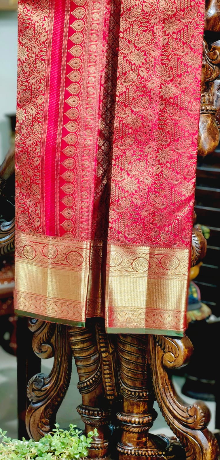 100% pure Mulberry silk with pure zari completely hand woven