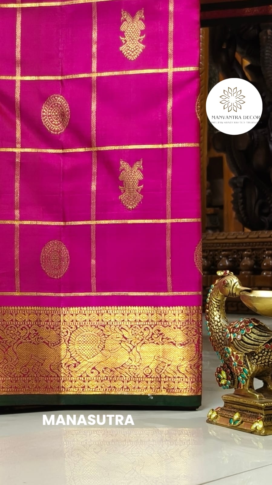 Pure 100% Mulberry silk saree with pure zari completely hand woven