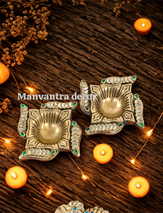 Swasthik design diyas in pure casted brass (PAIR)
