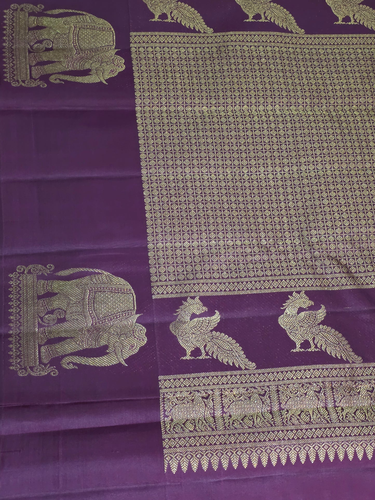 Pure Mulberry silk saree maroon colour with pure zari completely hand woven, rich border and pallu