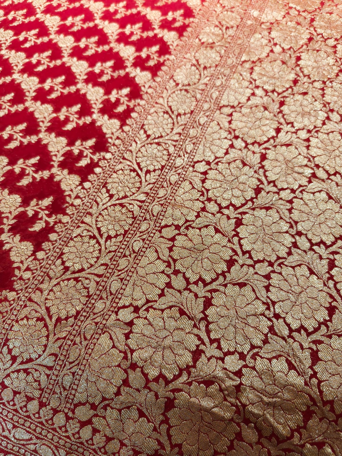 Pure 100% mulberry lightweight silk red saree completely hand woven in pure zari