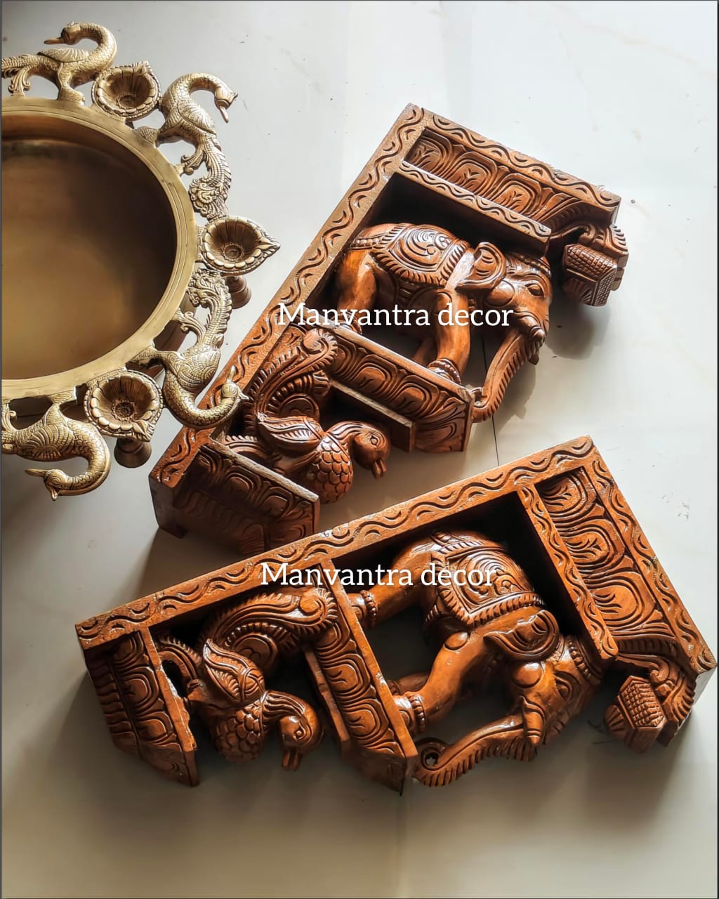 Elephant brackets (pair) handcarved in teakwood