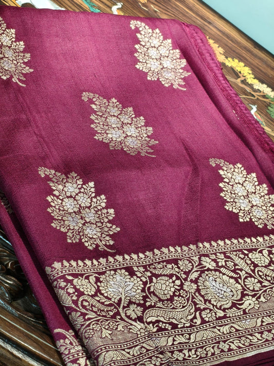 Pure Mulberry Tussar Silk with sona Roopa zari work completely hand weaved