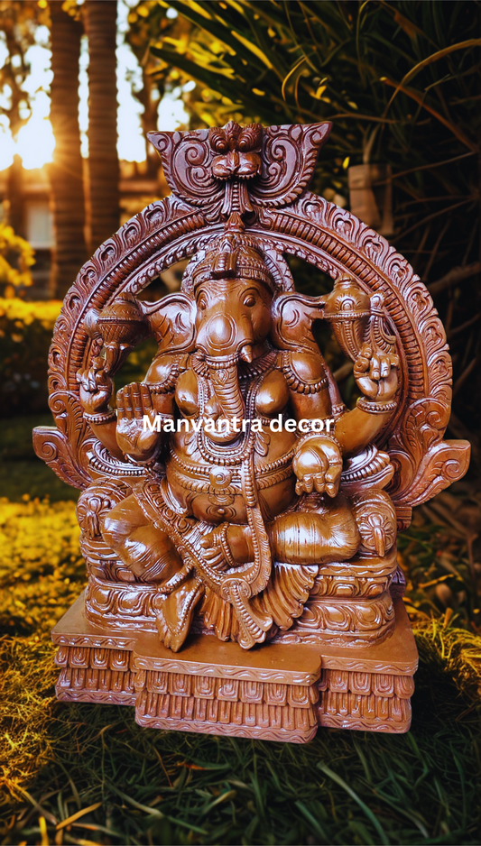Ganesha idol in solid wood