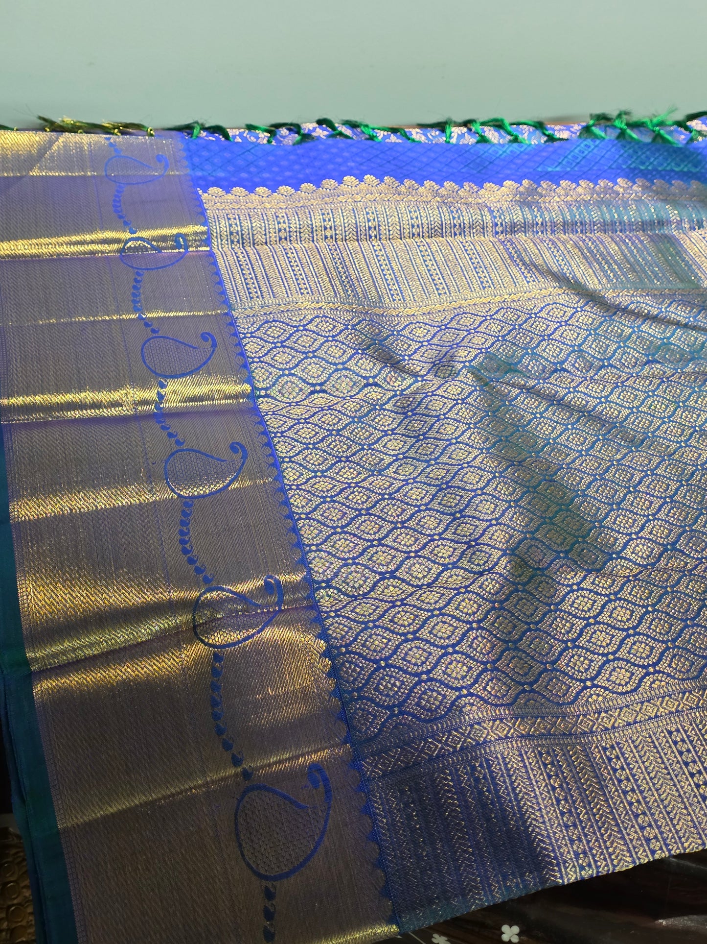 Blue pure silk saree for special occasions