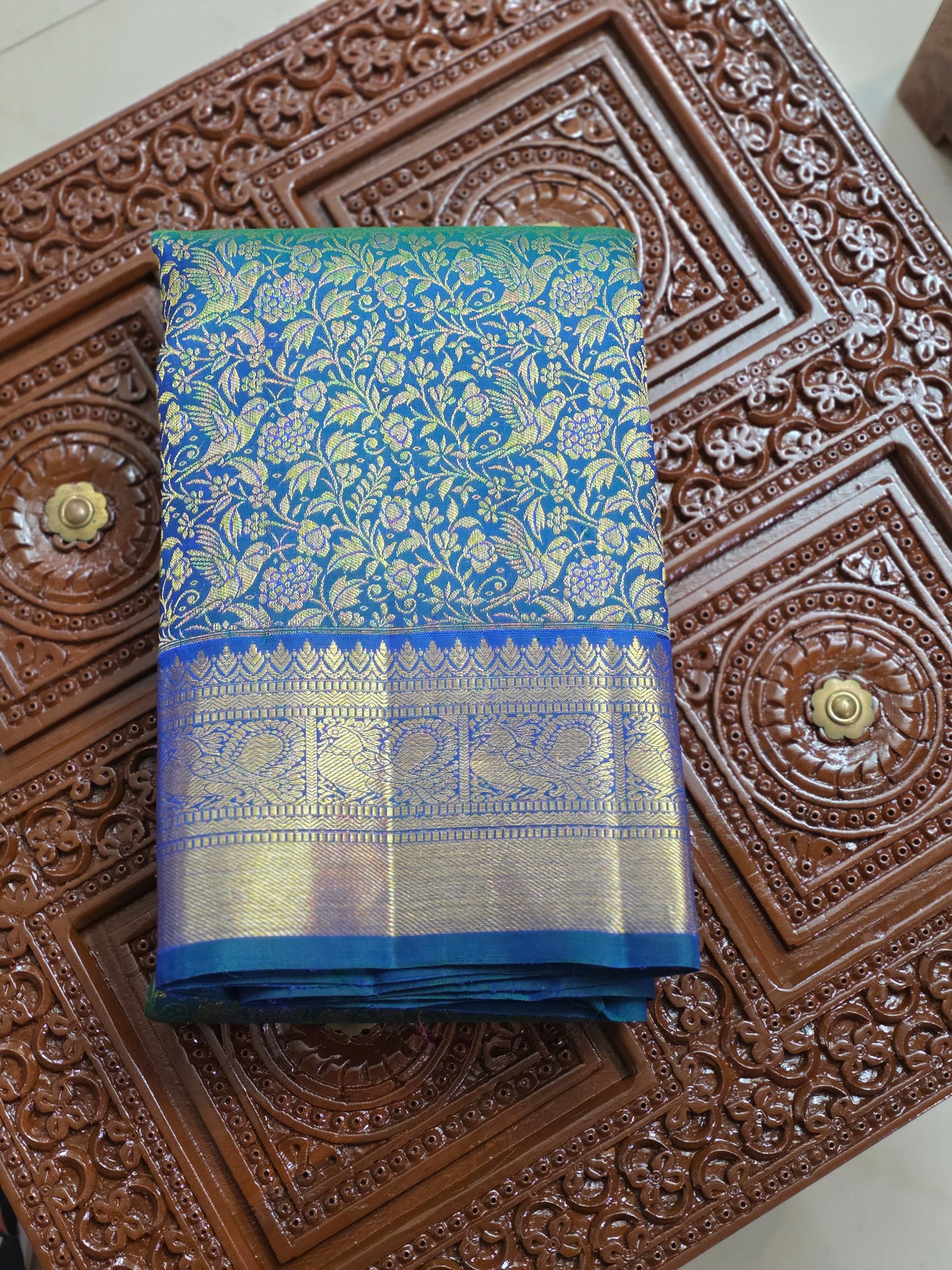 Special blue pure silk saree with 100% pure zari completely hand woven