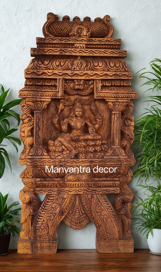 Wooden hand carved kavadi panel in teak wood