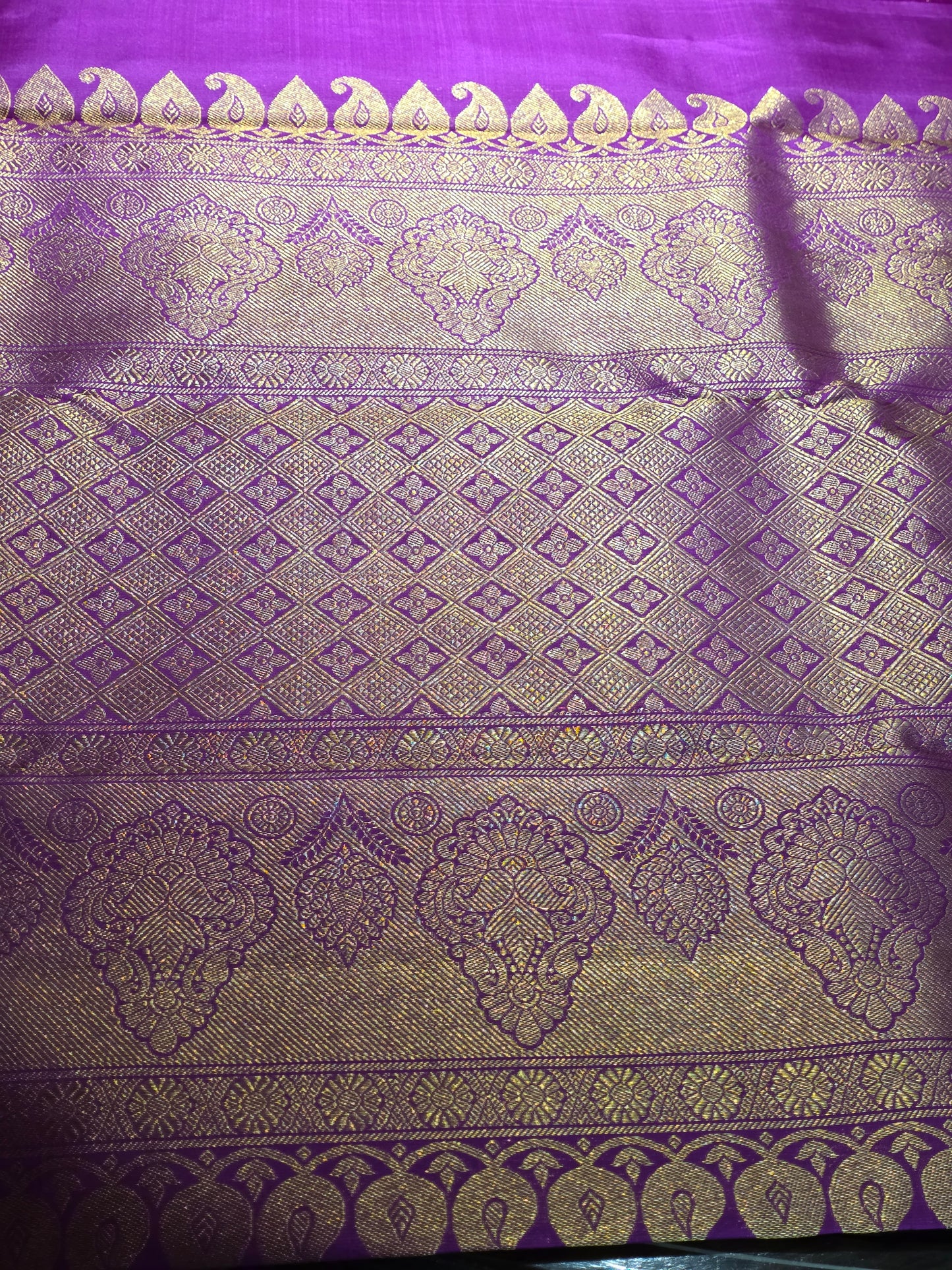 Purple pure silk saree with 100% pure zari completely hand woven