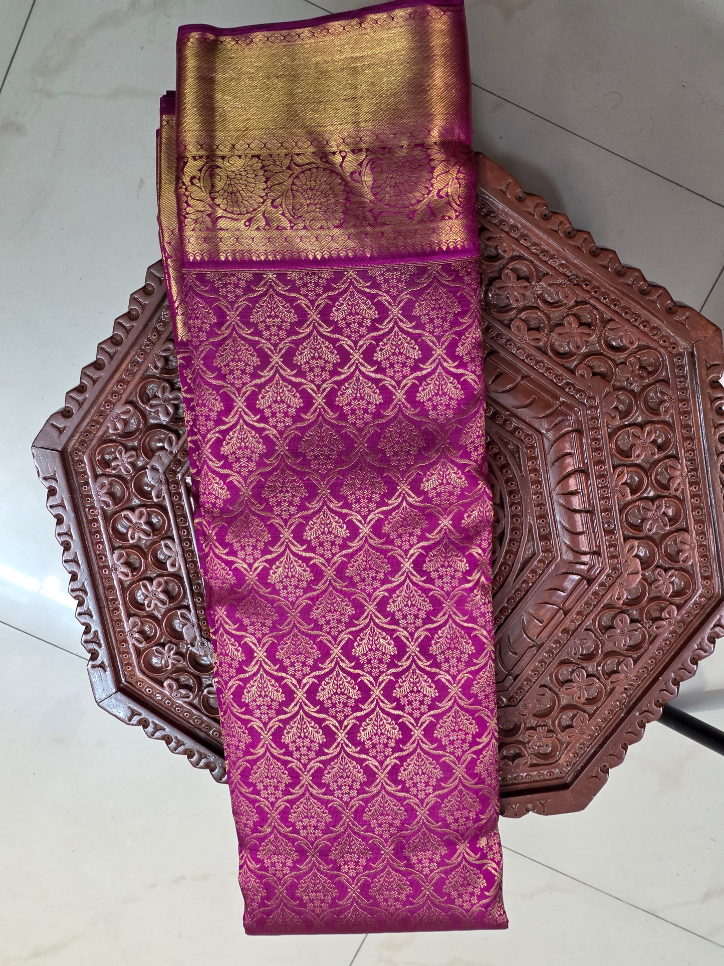 Pink pure silk saree with heavy zari work for special occasions