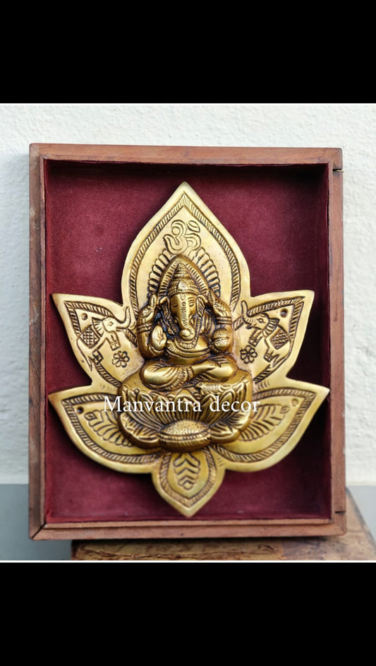 Serene Ganesha on leaf: wall hanging