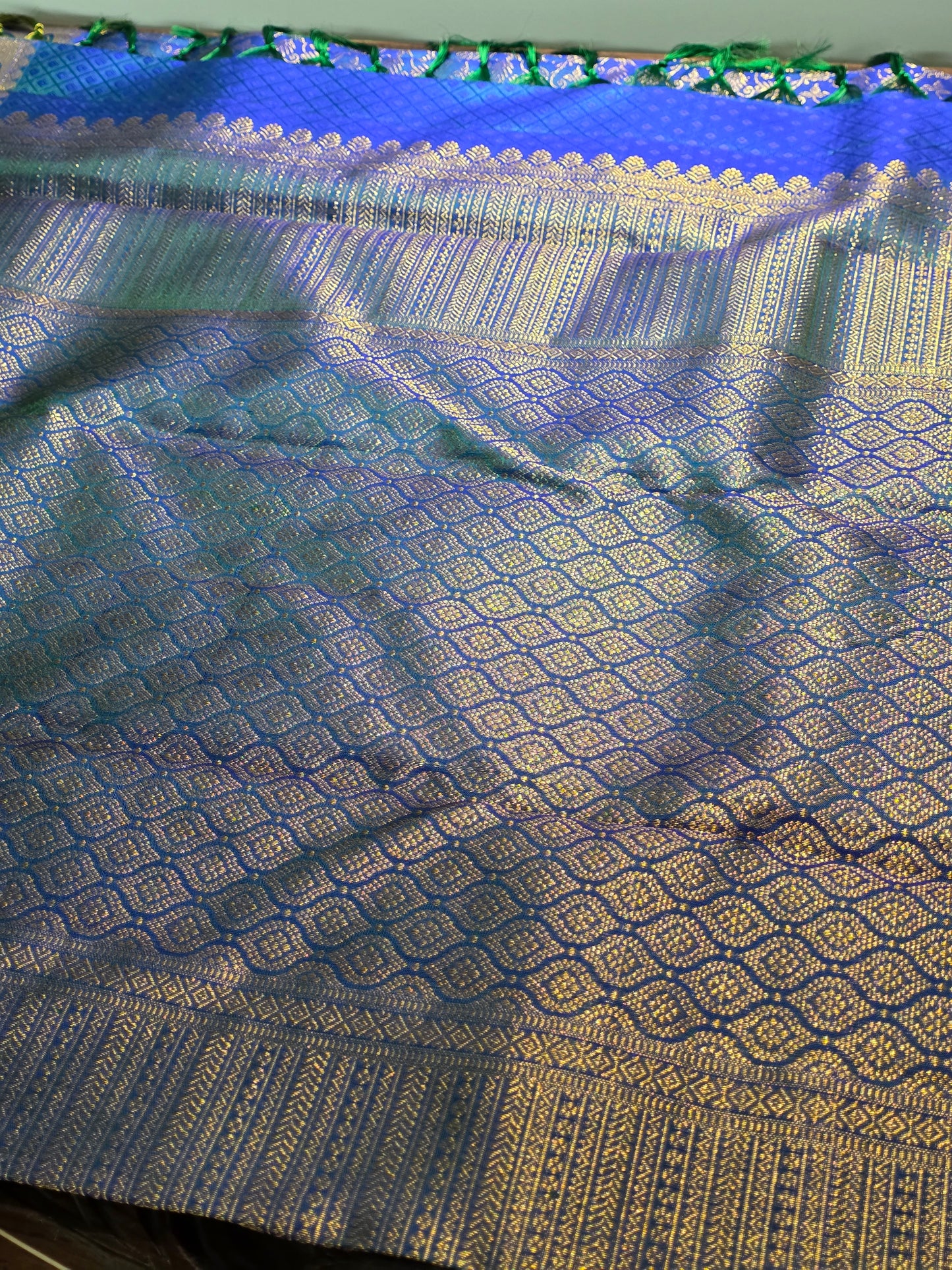 Blue pure silk saree for special occasions